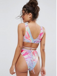 Fashion Colorful Printed Bandage Bikini Sets For Women