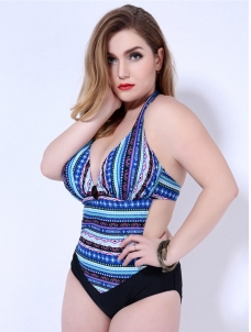 Plus Size Swimwear Women Swimsuit Summer Female Sexy Bathing Suit Blue