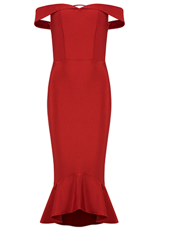 Sexy Backless Bandage Fishtail Dress Red 