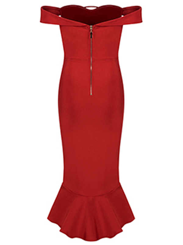 Sexy Backless Bandage Fishtail Dress Red 