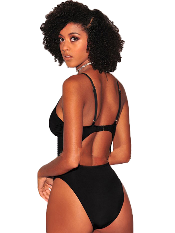 Sexy High Waist One Piece Swimwear Black