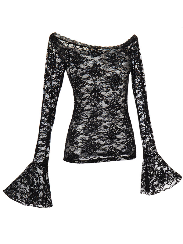 Sexy Long Bell Sleeve Lace Tops