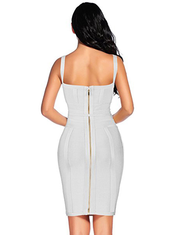 Spaghetti Strap Bodycon Bandage Dress White