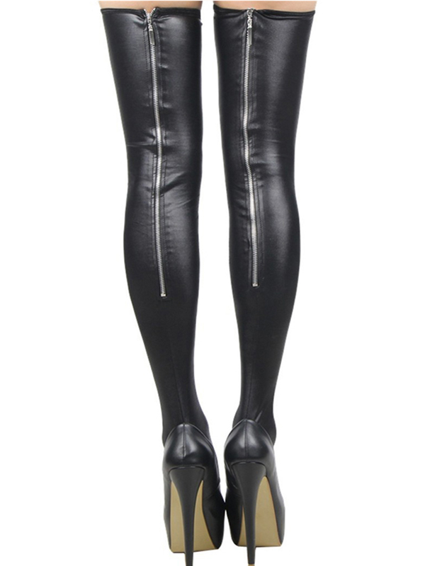 Wetlook Zipper Thigh Vinyl Legging 