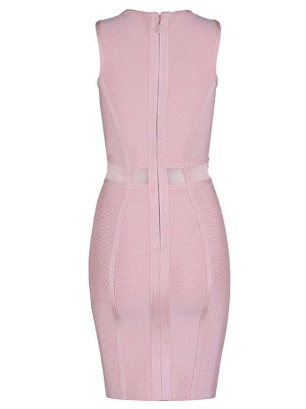 Women Sleeveless Club Bandage Dresses Pink 