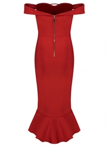 Sexy Backless Bandage Fishtail Dress Red 