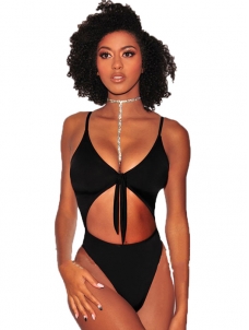 Sexy High Waist One Piece Swimwear Black