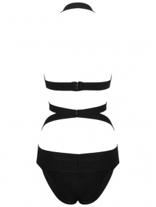 Sexy Halter One Piece Bandage swimwear Black