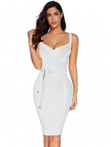 Spaghetti Strap Bodycon Bandage Dress White