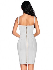 Spaghetti Strap Bodycon Bandage Dress White