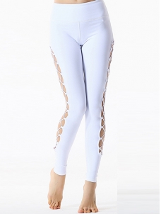 High Waist Hollow Out Yoga Legging White