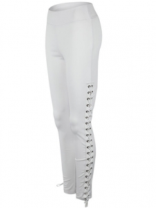High Waist Lace Up Yoga Legging White