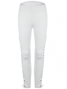 High Waist Lace Up Yoga Legging White