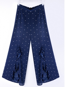 Open Front Dot High Waist Pants