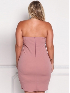 XL-3XL Off Shoulder Plus Size Dresses Pink 