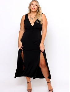 XL-3XL V Neck Maxi Plus Size Dress