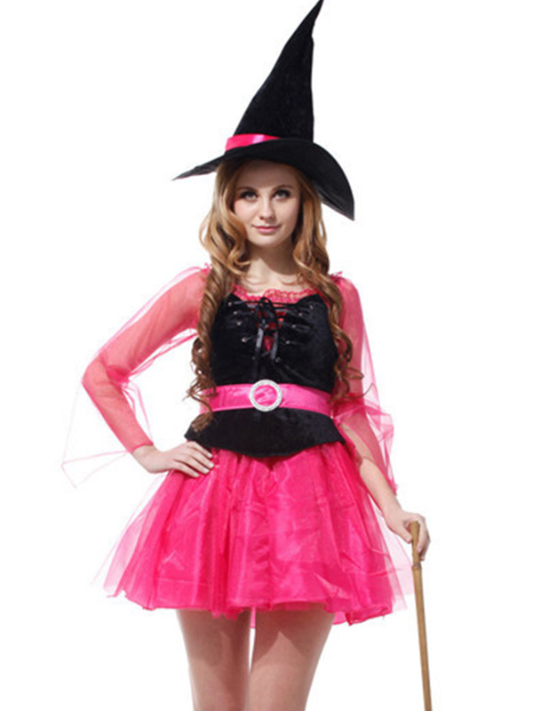 Girls Witch Halloween Costume with Hat Rose