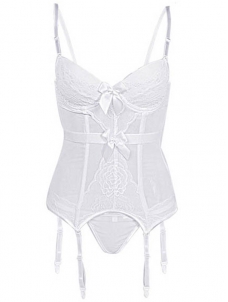 Sexy Women Straps Lace Bustier White