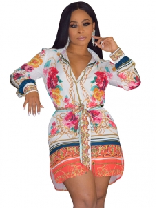 Women Colorful Long Sleeve T Shirt Mini Dress