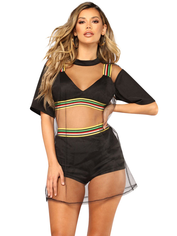 Black Women 2 PCS Short Sleeve Suits