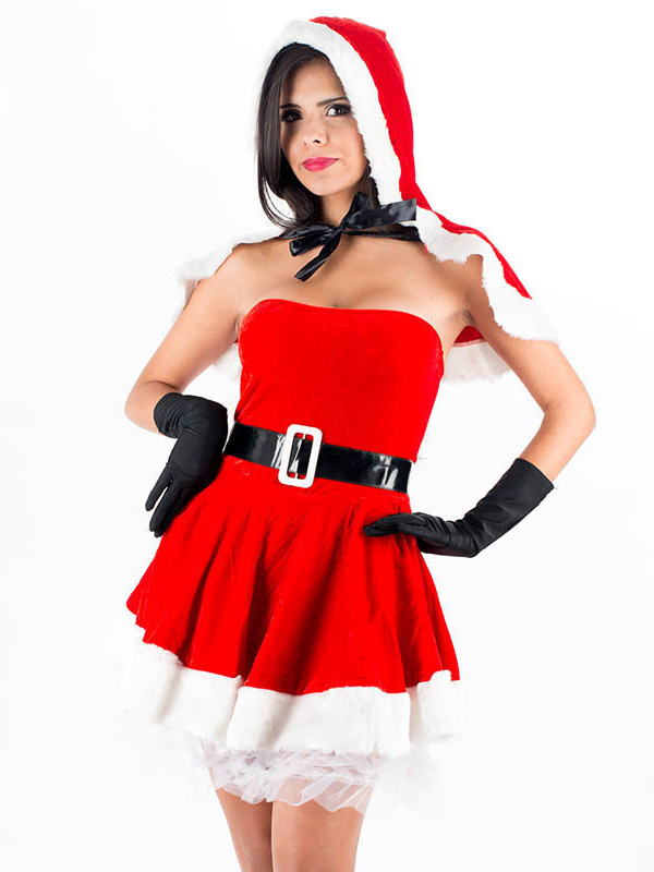 Sexy Red Christmas Costume (including fancy dress, hat)