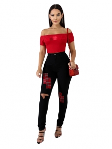 Women Off Shoulder Short Sleeve Suits