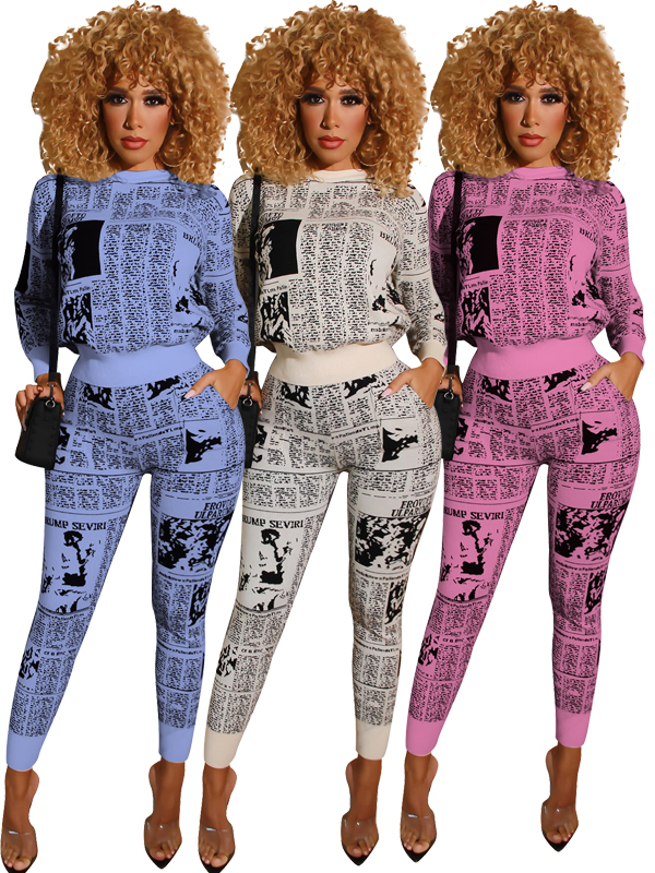 Women Long Sleeve Round Neck Summer Suits