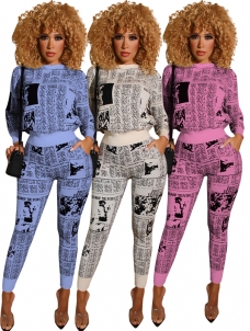 Women Long Sleeve Round Neck Summer Suits