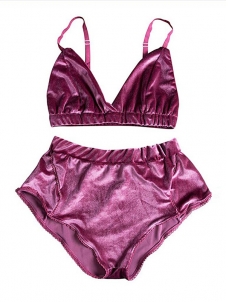 Rose Satin Sleepwear Set Elastic Waist Strap