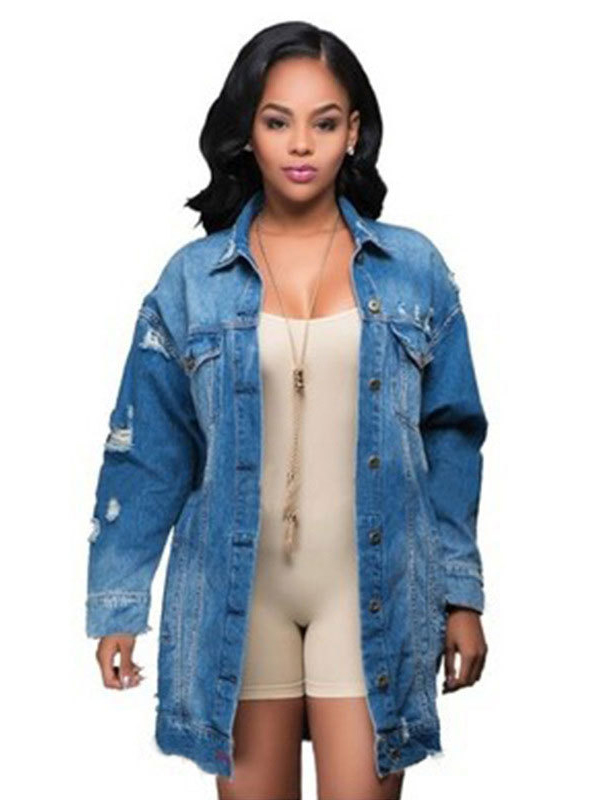 Women Long Sleeve Denim Top Dress