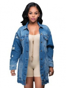 Women Long Sleeve Denim Top Dress