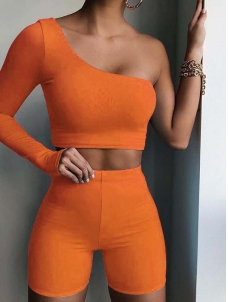 Women One Of Shoulder Short Set