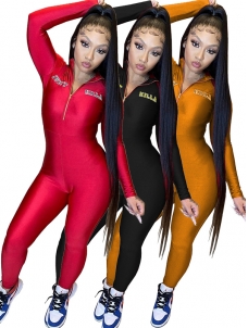 Women Long Sleeve Zipper Jumpsuit