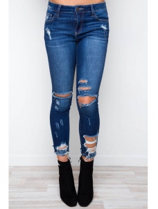 Women Fashion Blue Denim Trousers
