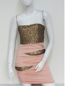  Alluring Tribal Sequins Dress in Pink