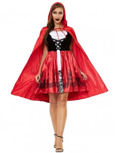 Women Little Red Riding Hood Costume (including fancy dress, head-covering)