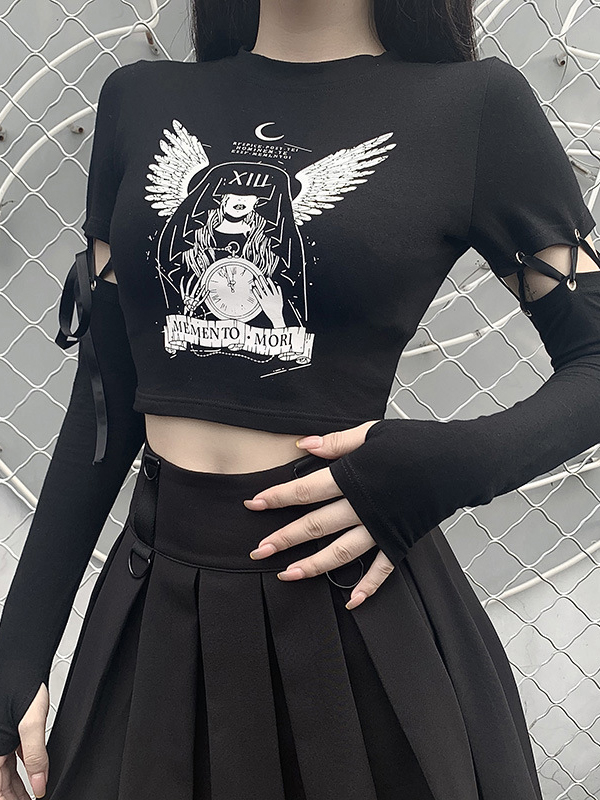 Women Gothic Summer Halter Cropped Tops