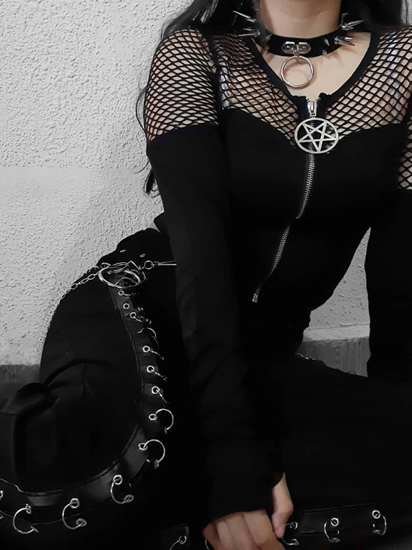 Women Gothic Summer Long Sleeve Cropped Tops