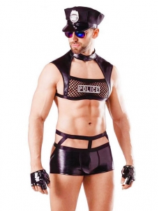 Men Vinyl Cops Lingerie Costume (including lingerie)