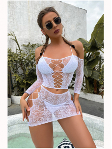 Women Fishnet Mini Dress Lingerie
