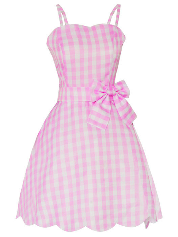 Barbie Live Pink Plaid Beach Dress With Necklace (including fancy dress)