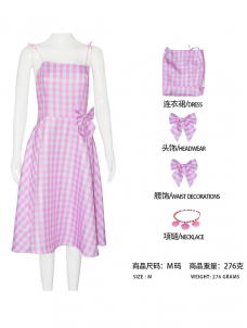 Barbi Live Pink Plaid Beach Dress With Necklace (including fancy dress)