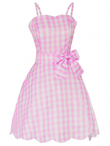 Barbie Live Pink Plaid Beach Dress With Necklace (including fancy dress)