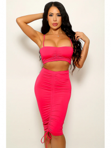 Sexy Women Ruched Bodycon Two Piece Sets