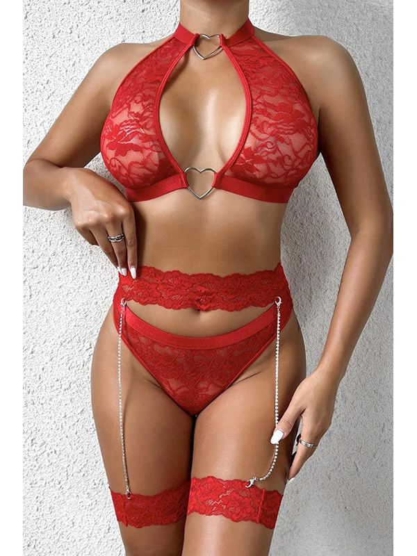 Women Sexy Valentines Bra and Gater Lingerie