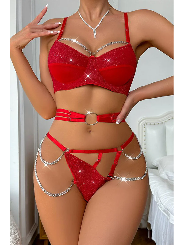 Women Sexy Valentines Bra and Panty Lingerie