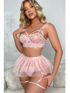 Women Sexy Valentines Bra and Gater Lingerie