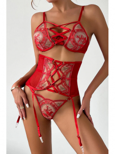 Women Sexy Valentines Bra and Gater Lingerie