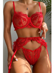 Women Sexy Valentines Bra and Garter Lingerie