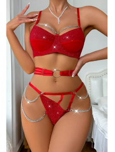 Women Sexy Valentines Bra and Panty Lingerie